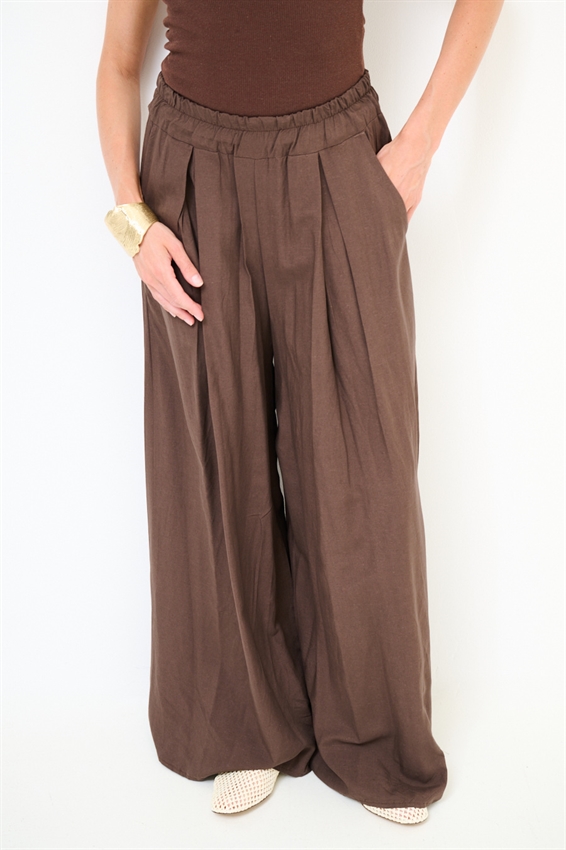 PANTALONE A PALAZZO IN VISCOSA/LINO