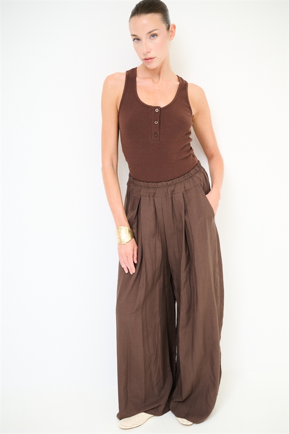 PANTALONE A PALAZZO IN VISCOSA/LINO
