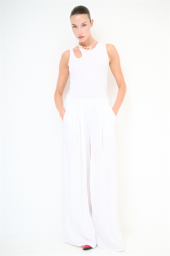 PANTALONE A PALAZZO IN VISCOSA/LINO