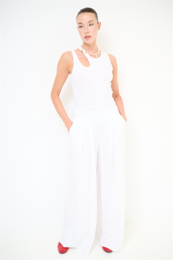 PANTALONE A PALAZZO IN VISCOSA/LINO