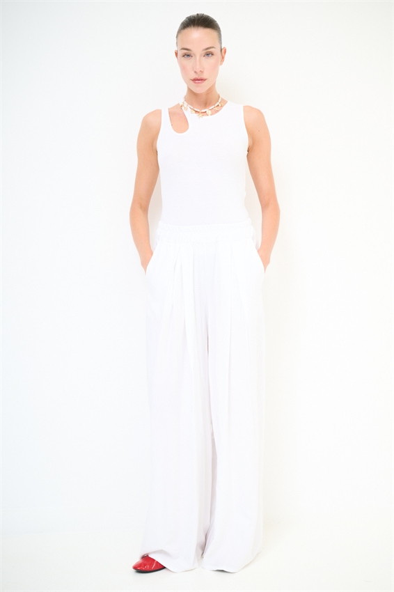 PANTALONE A PALAZZO IN VISCOSA/LINO