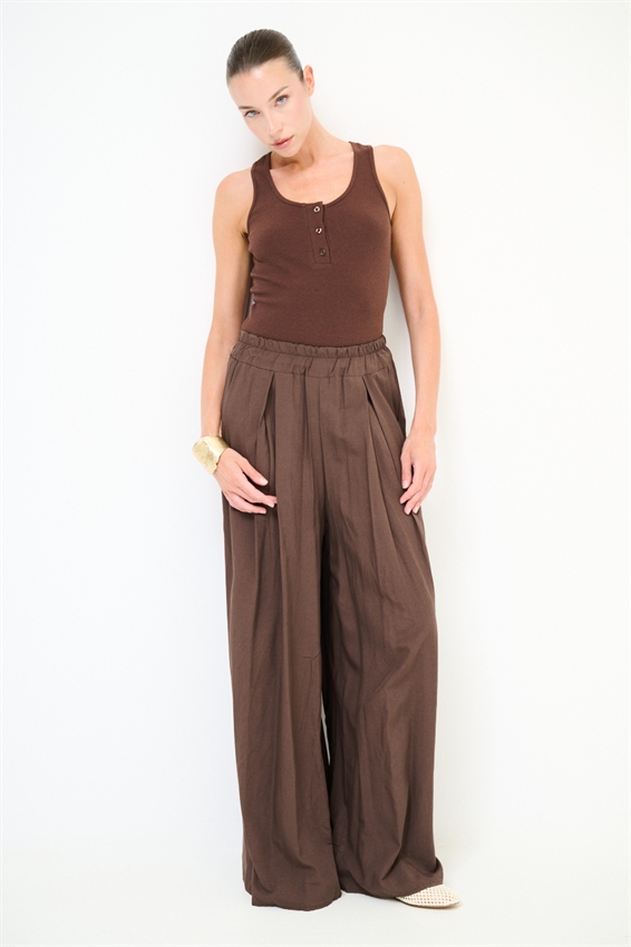 PANTALONE A PALAZZO IN VISCOSA/LINO