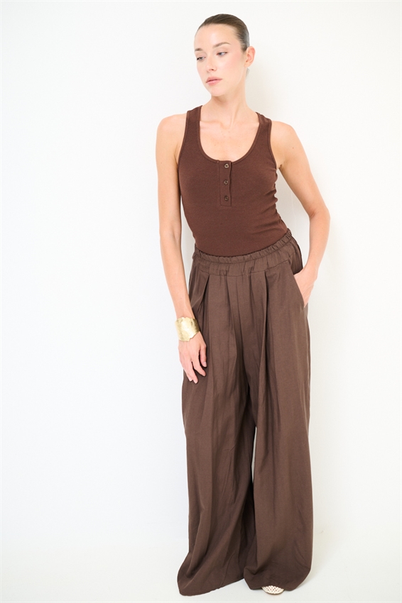 PANTALONE A PALAZZO IN VISCOSA/LINO