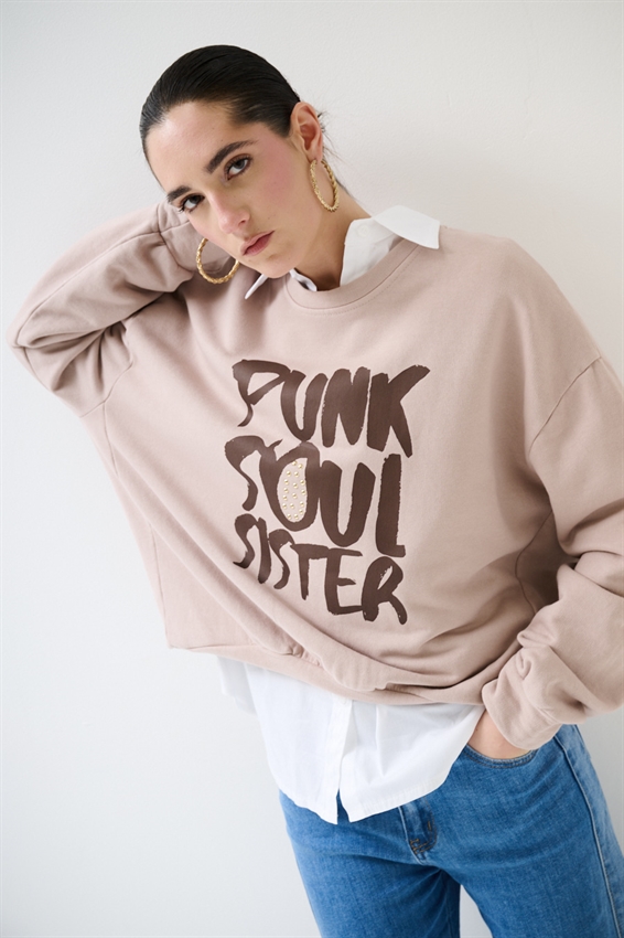 FELPA OVERSIZE CON STAMPA PUNK QUARZO