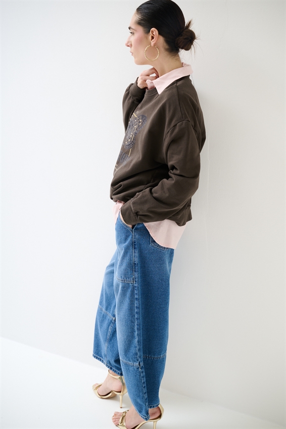 FELPA OVERSIZE CON STAMPA FARFALLA MORO