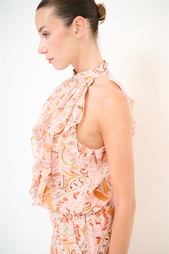 TOP SMANICATO ROUCHES FANTASIA FIORI