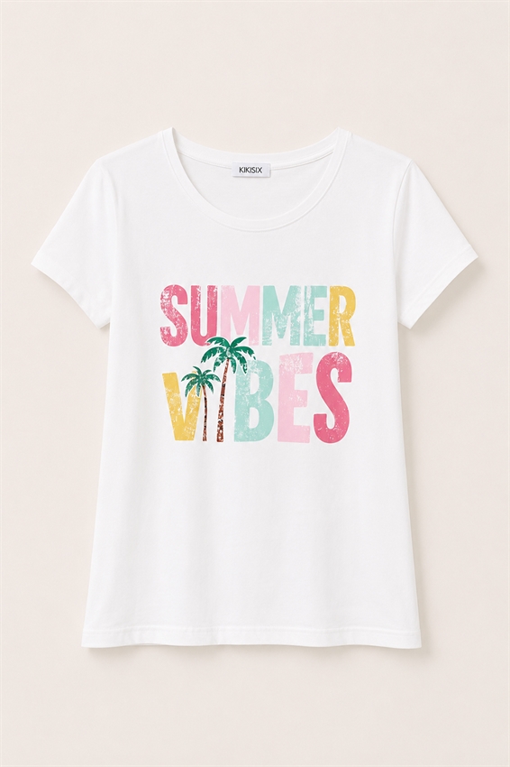 T-SHIRT SLIM CON STAMPA SUMMER VIBES