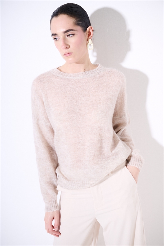 MAGLIA PARICOLLO MISTO MOHAIR ECRU