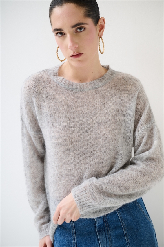 MAGLIA PARICOLLO MISTO MOHAIR GRIGIO