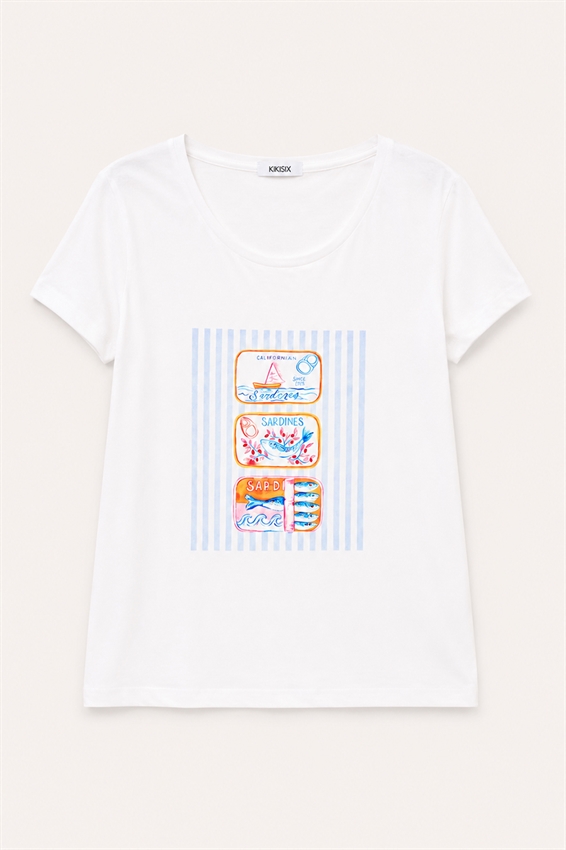 T-SHIRT SLIM CON STAMPA SCATOLE SARDINE