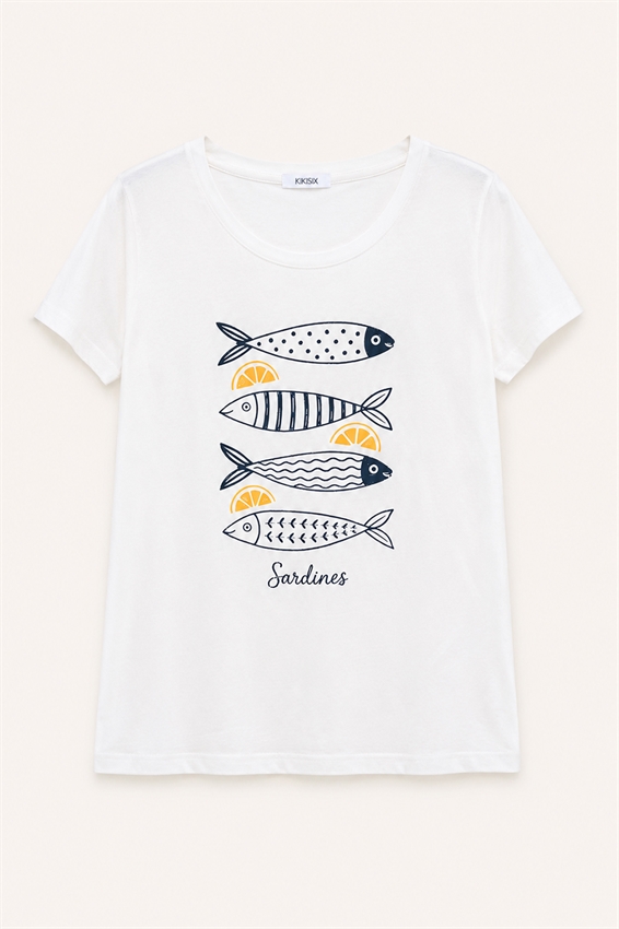 T-SHIRT SLIM CON STAMPA SARDINES
