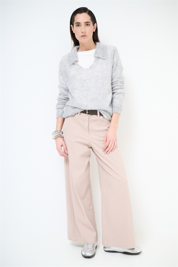 MAGLIA SCOLLO A V IN MISTO MOHAIR GRIGIO