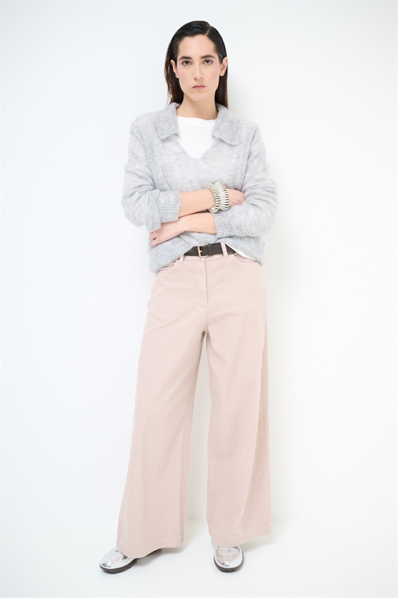 MAGLIA SCOLLO A V IN MISTO MOHAIR GRIGIO