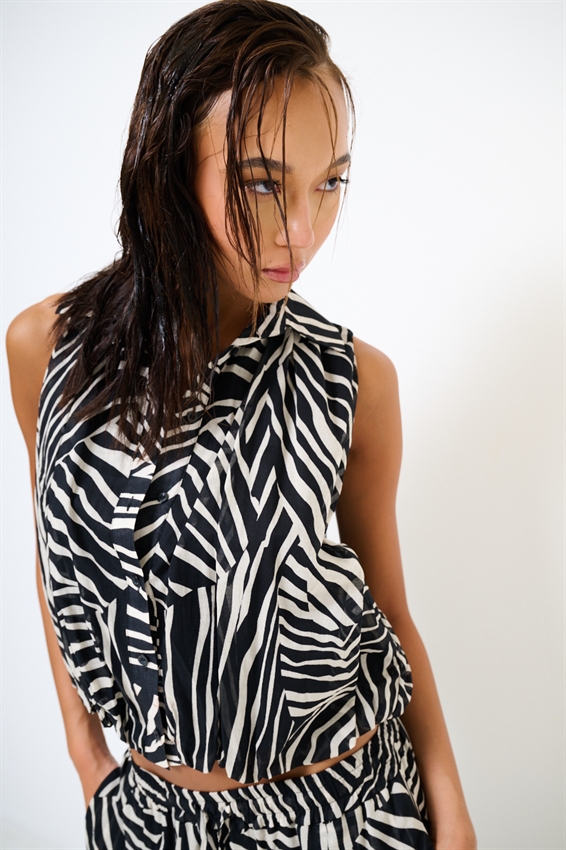 CAMICIA SMANICATA ANIMALIER BALLOON IN MUSSOLA