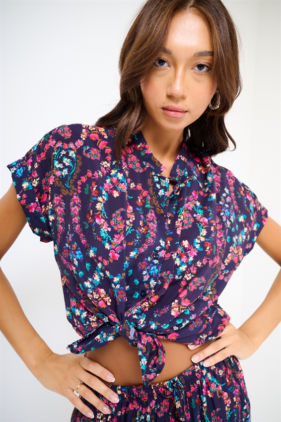 CAMICIA OVER CON STAMPA E NODO