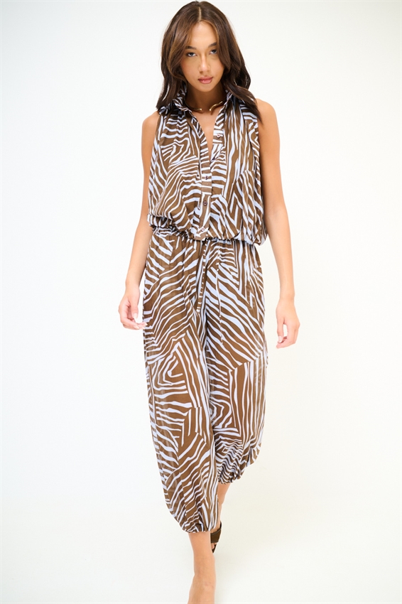 PANTALONE BALLOON ANIMALIER IN MUSSOLA