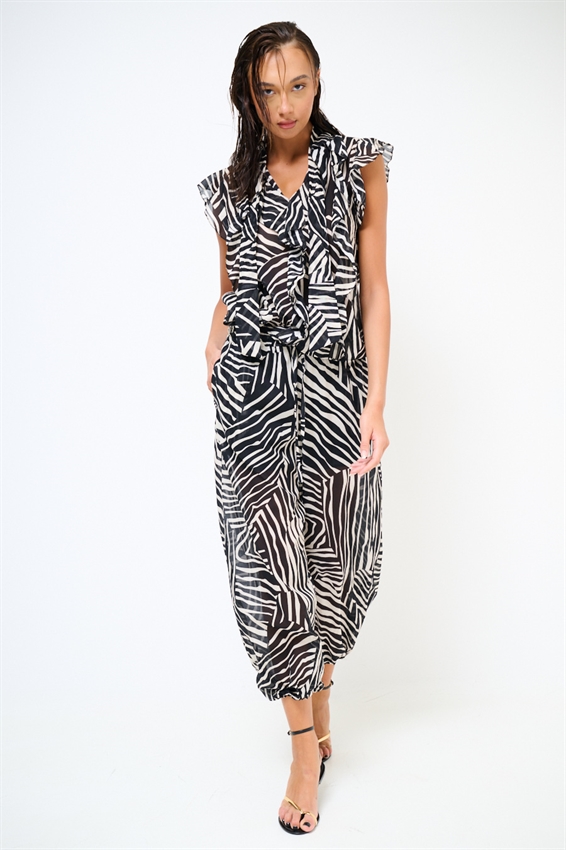 PANTALONE BALLOON ANIMALIER IN MUSSOLA