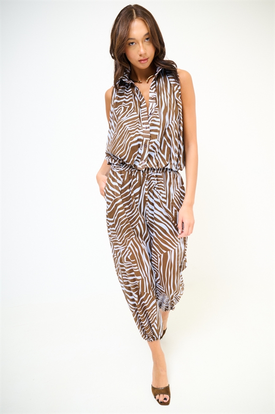 PANTALONE BALLOON ANIMALIER IN MUSSOLA