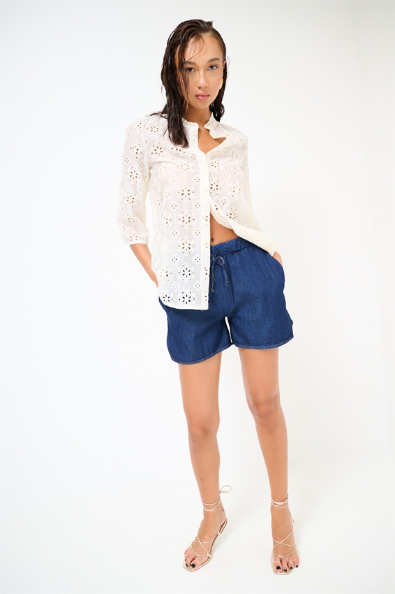 SHORTS CON COULISSE IN CHAMBRAY