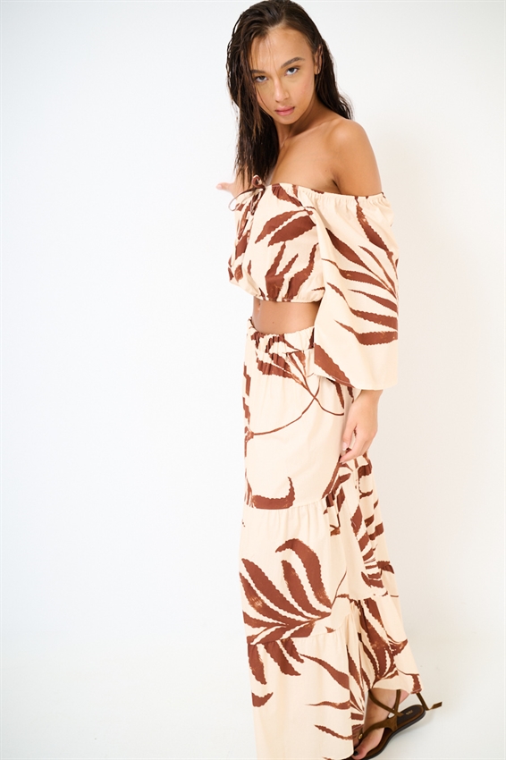 TOP CON ELASTICO SCOLLO STAMPA