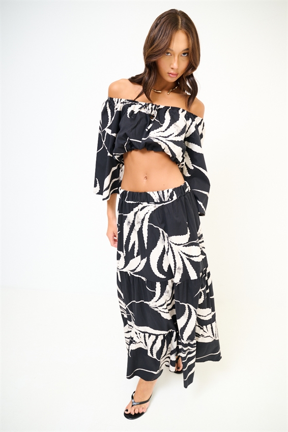 TOP CON ELASTICO SCOLLO STAMPA