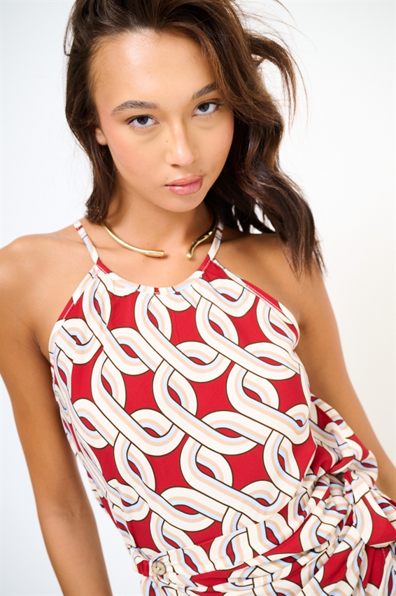 TOP SCOLLO AMERICANA CON STAMPA