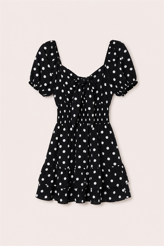 ABITO CORTO CON FIOCCO A POIS