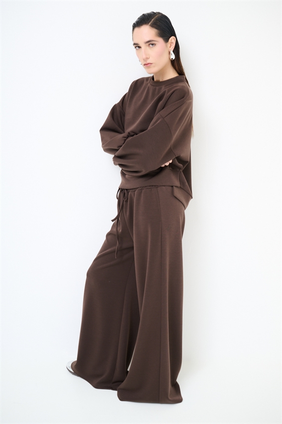 FELPA PARICOLLO OVERSIZE CON SPACCHI IN MODAL MOR