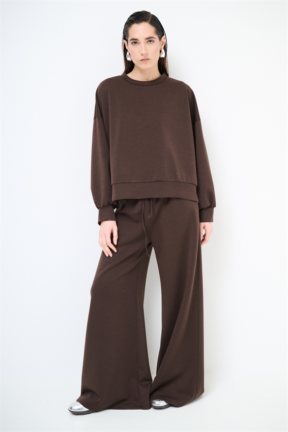 FELPA PARICOLLO OVERSIZE CON SPACCHI IN MODAL MOR