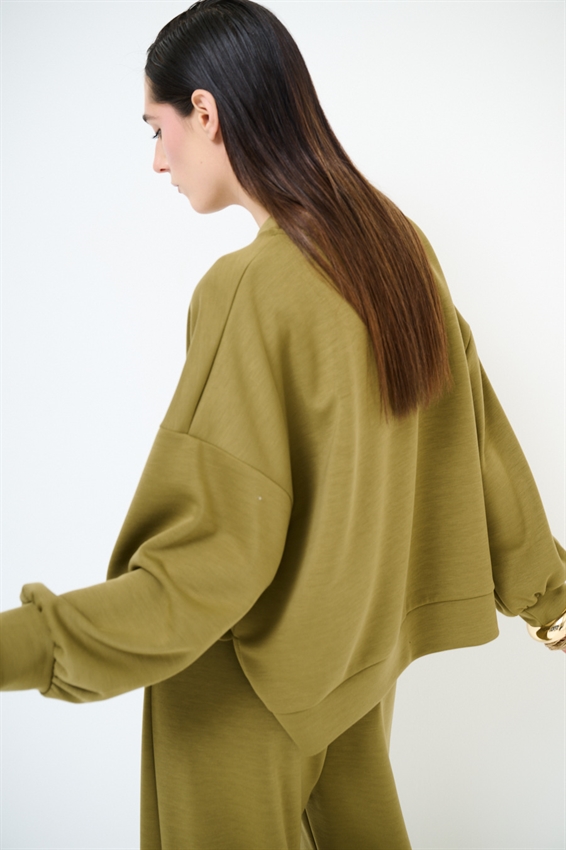 FELPA PARICOLLO OVERSIZE CON SPACCHI IN MODAL OLIO