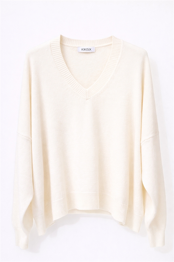 MAGLIA BASIC IN VISCOSA CON SCOLLO V BURRO