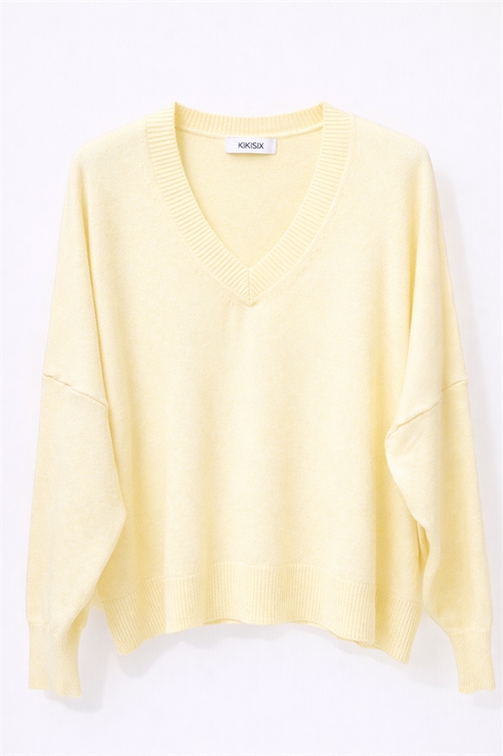 MAGLIA BASIC IN VISCOSA CON SCOLLO V GIALLO