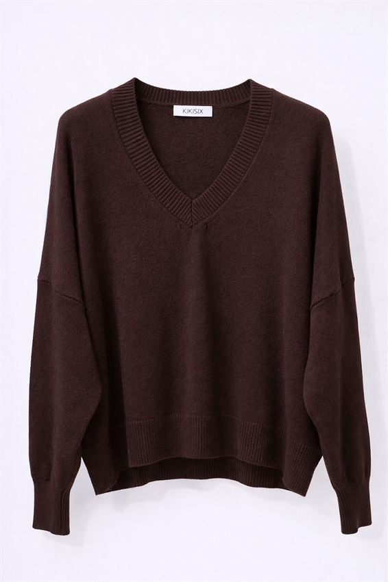 MAGLIA BASIC IN VISCOSA CON SCOLLO V MORO