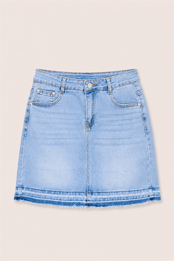 MINIGONNA IN DENIM CON TAGLIO VIVO FONDO
