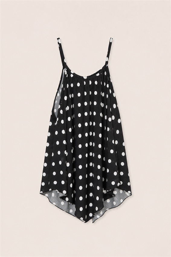 TOP SCOLLO AMERICANA A POIS