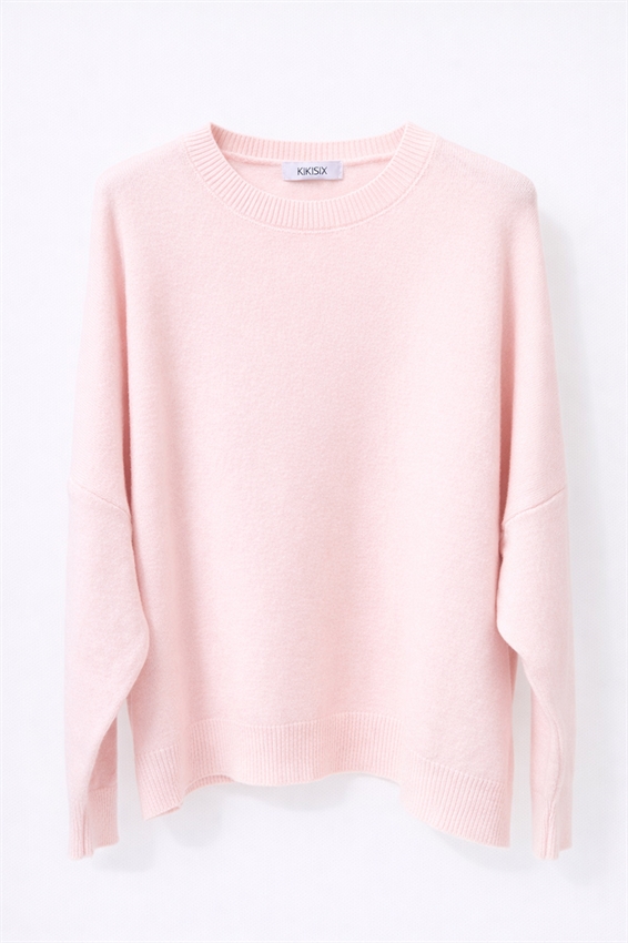 MAGLIA IN VISCOSA GIROCOLLO MANICA PIPISTRELLO ROSA