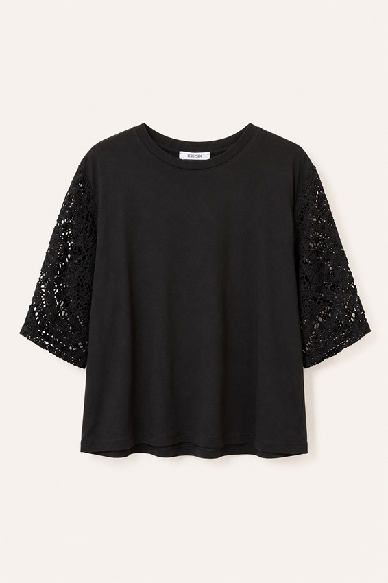 T-SHIRT OVER CON MANICA IN MACRAME