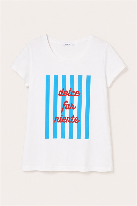 T-SHIRT SLIM CON STAMPA DOLCE FAR NIENTE