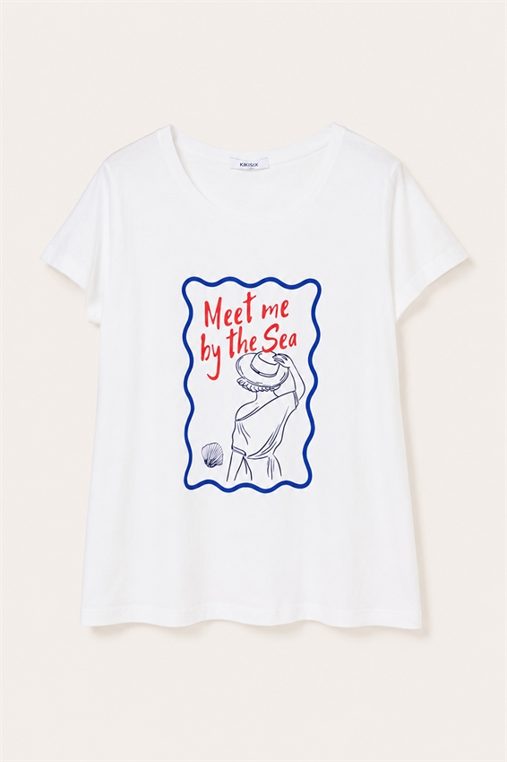 T-SHIRT SLIM CON STAMPA MEET ME BY THE SEA