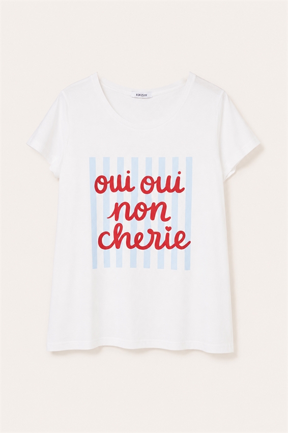 T-SHIRT SLIM CON STAMPA OUI NON CHERIE
