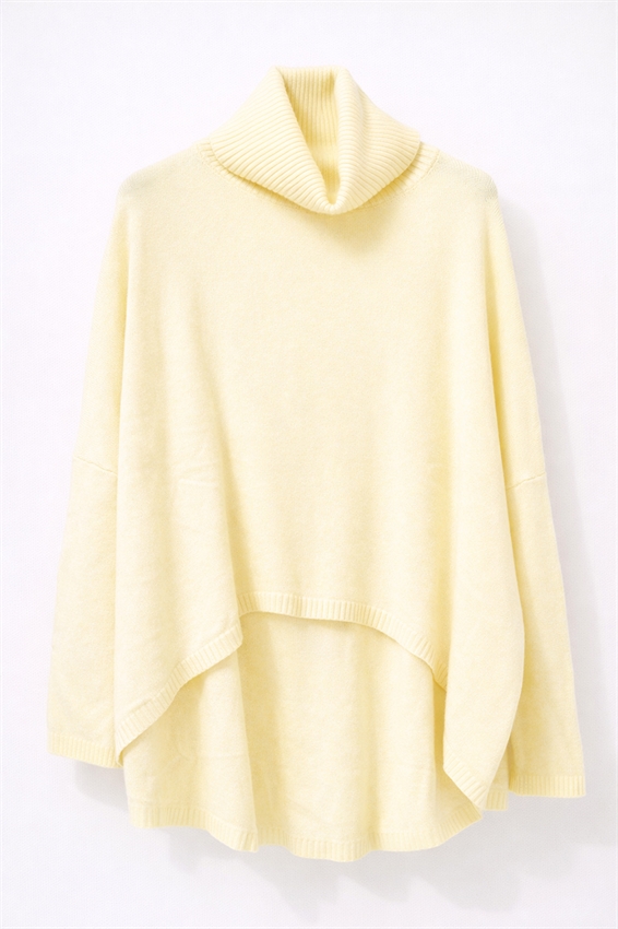 MAGLIA IN VISCOSA CON COLLO ALTO A COSTE GIALLO