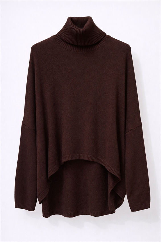 MAGLIA IN VISCOSA CON COLLO ALTO A COSTE MORO