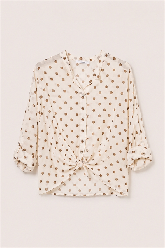 CAMICIA COLLO COREANA CON NODO E STAMPA