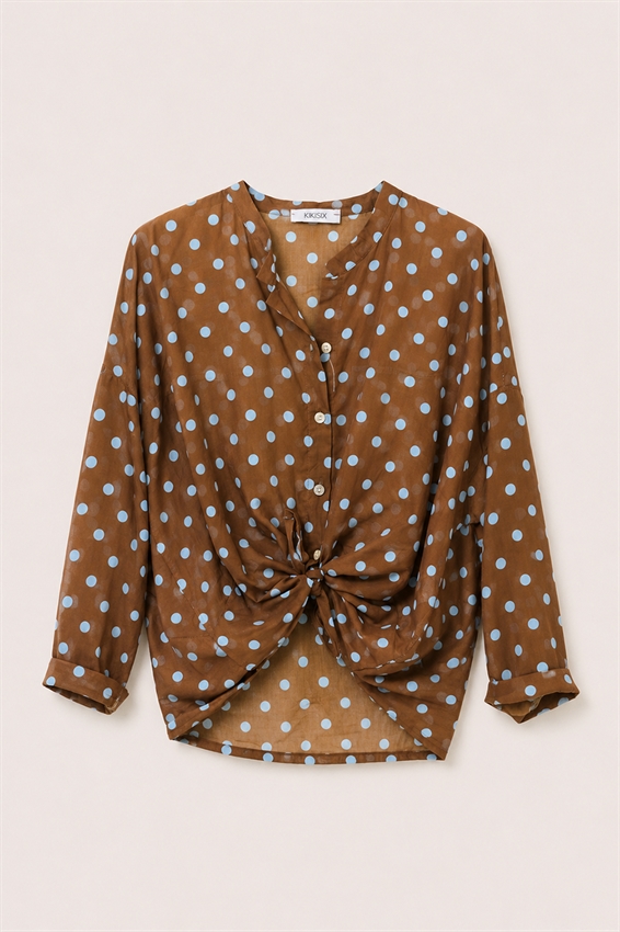 CAMICIA COLLO COREANA CON NODO E STAMPA