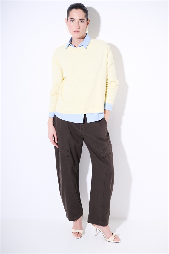 MAGLIA IN VISCOSA BASIC GIROCOLLO A COSTE GIALLO