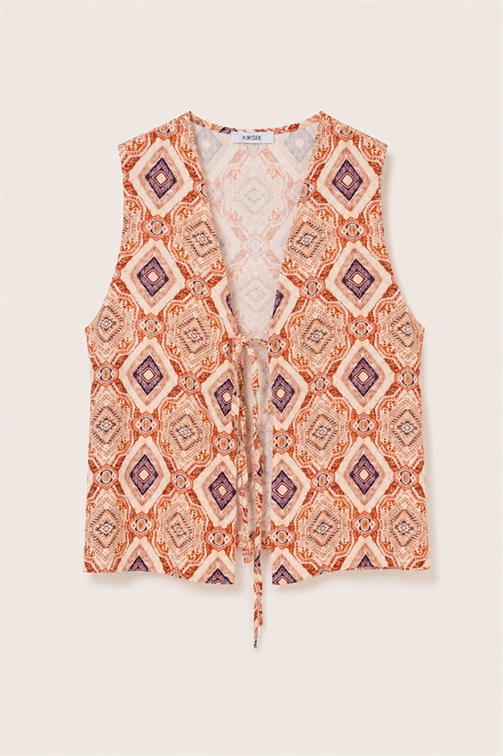 GILET CON LACCINI STAMPATO
