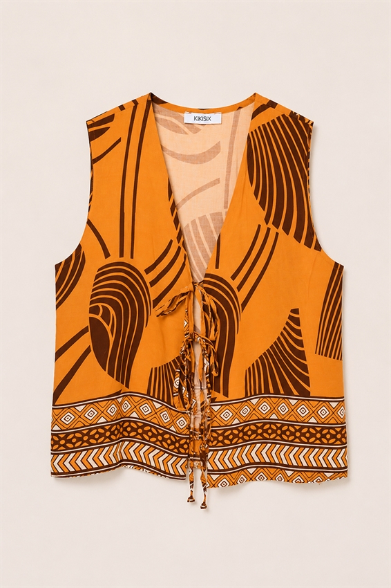 GILET STAMPATO CON LACCINI
