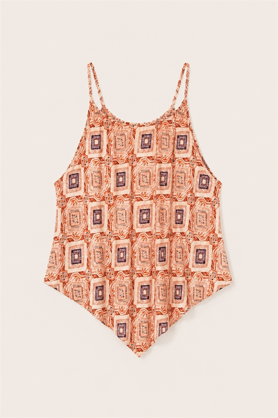 TOP SCOLLO AMERICANA STAMPATO
