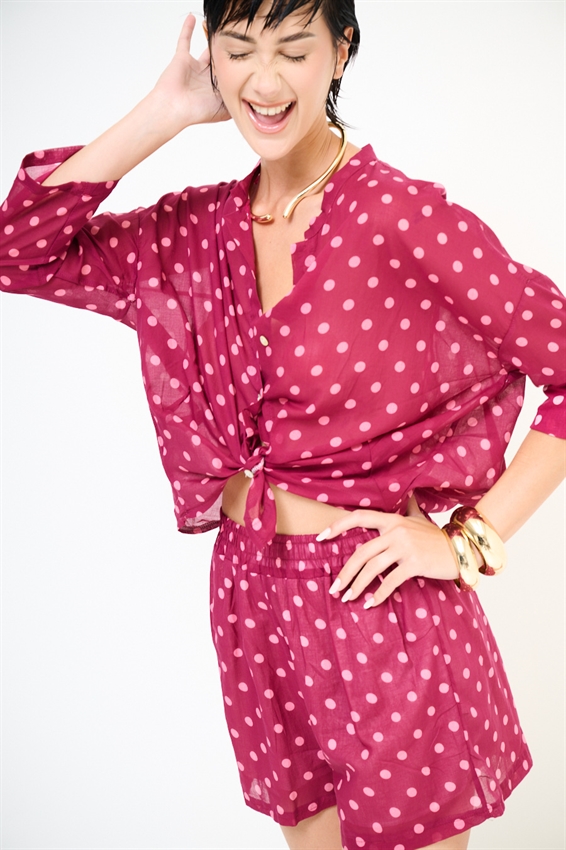 CAMICIA COREANA IN MUSSOLA A POIS