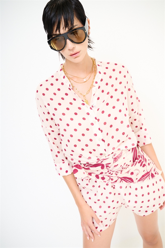 CAMICIA COREANA IN MUSSOLA A POIS